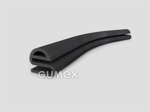 Gummiprofil, 15x17/2,35mm, "e" Form mit Loch, 70°ShA, NBR, ISO 3302-1 E2, -40°C/+70°C, schwarz, 